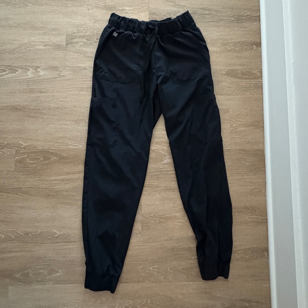 Hanes Black Scrub Pants with Elastic Waistband and Drawstring